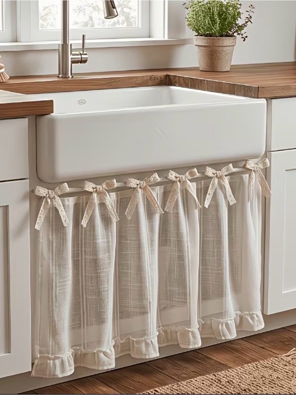 Muji Beige Ruffle Stove Apron Curtain